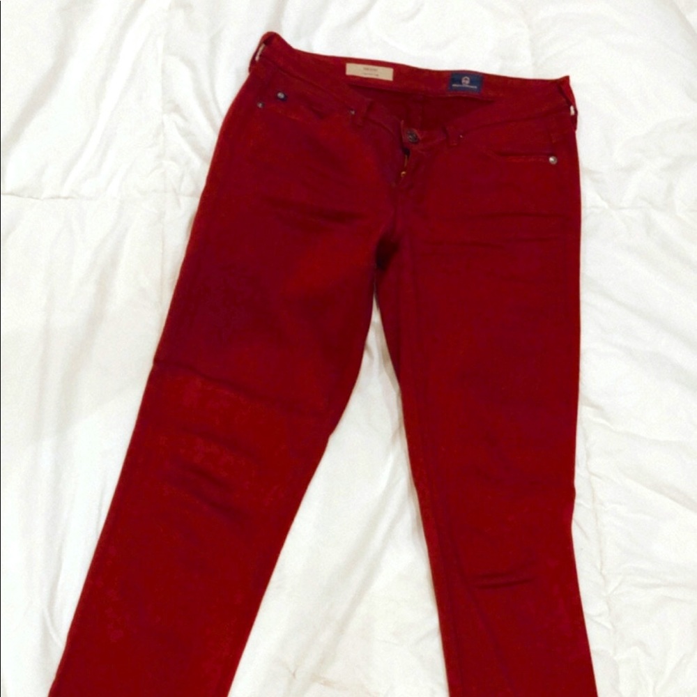 Red AG cigarette leg pants